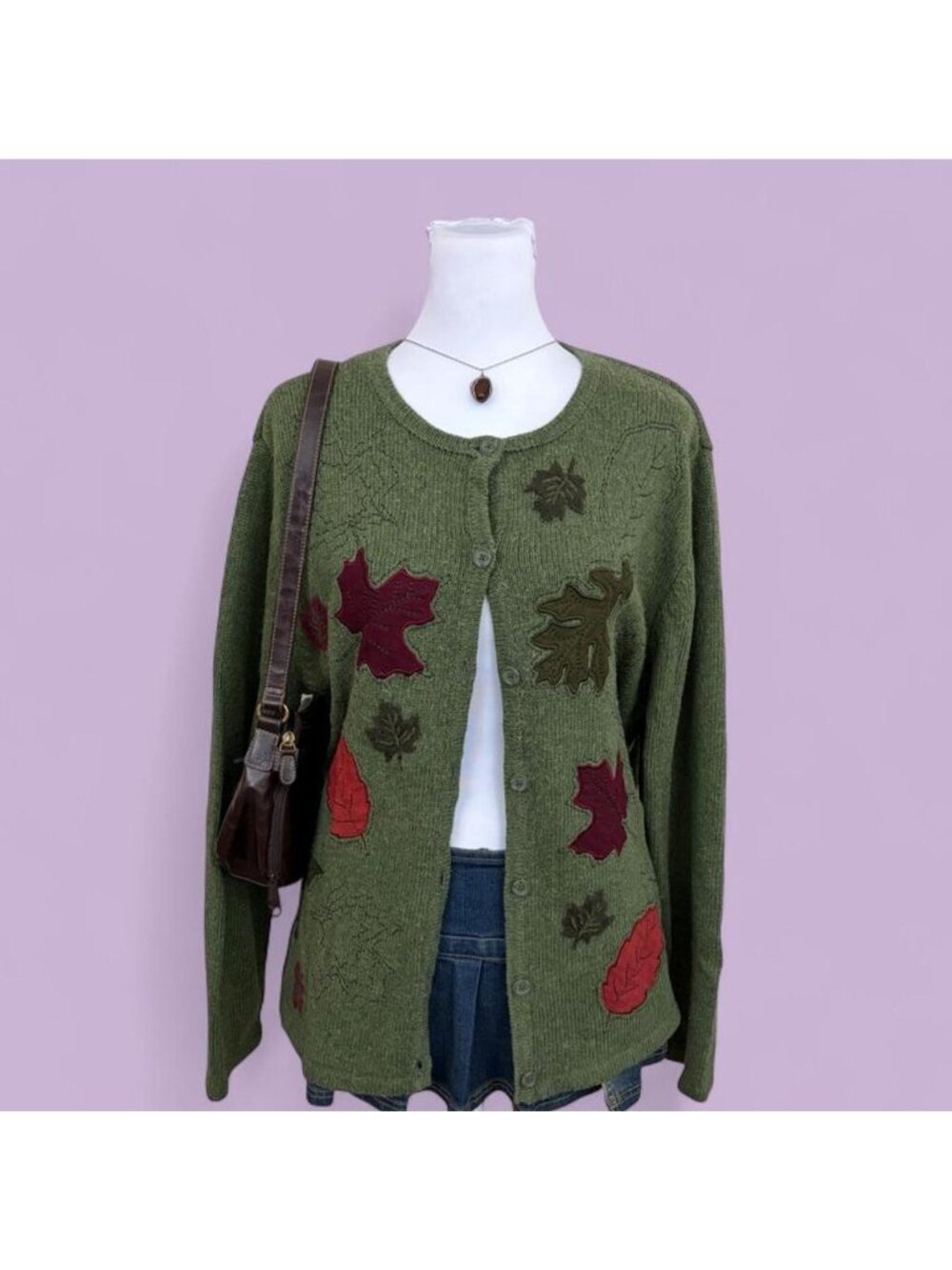 autumnal fall leaves cardigan sweater